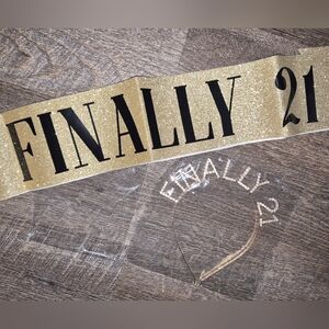 Gold 'Finally 21' Sash and Headband Set